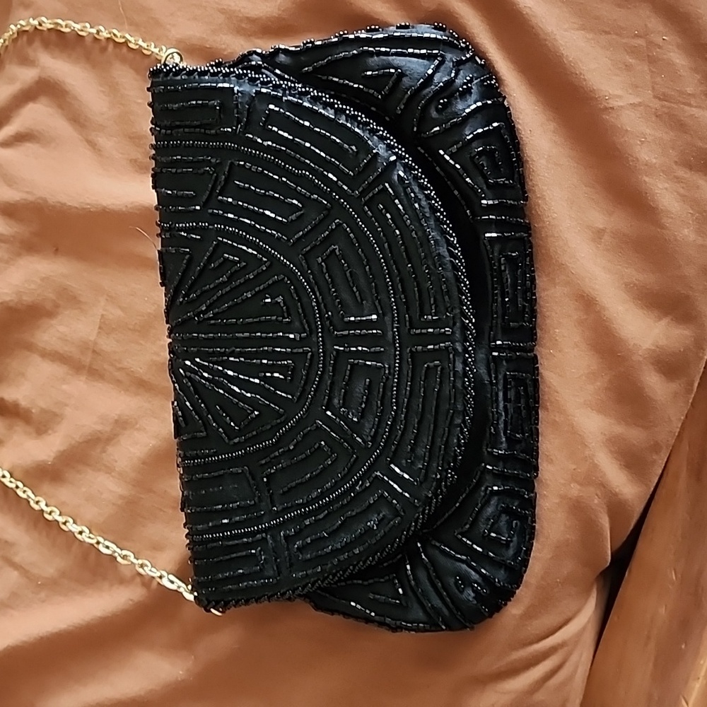 1960s MCM vintage black beaded purse Kane M clutch hand bag